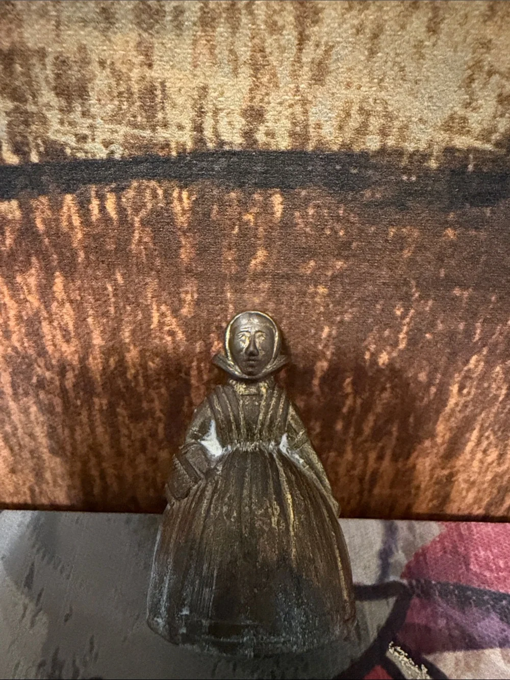 Brass Figurine Bell - Antique-Style Golden Brown Home Accent